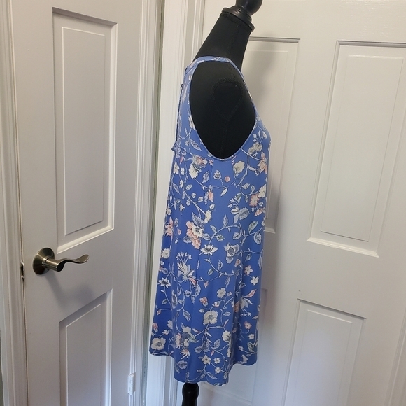 LOFT Floral Cutout Back Halter Swing Knit Dress Size Petite Medium - Picture 4 of 11